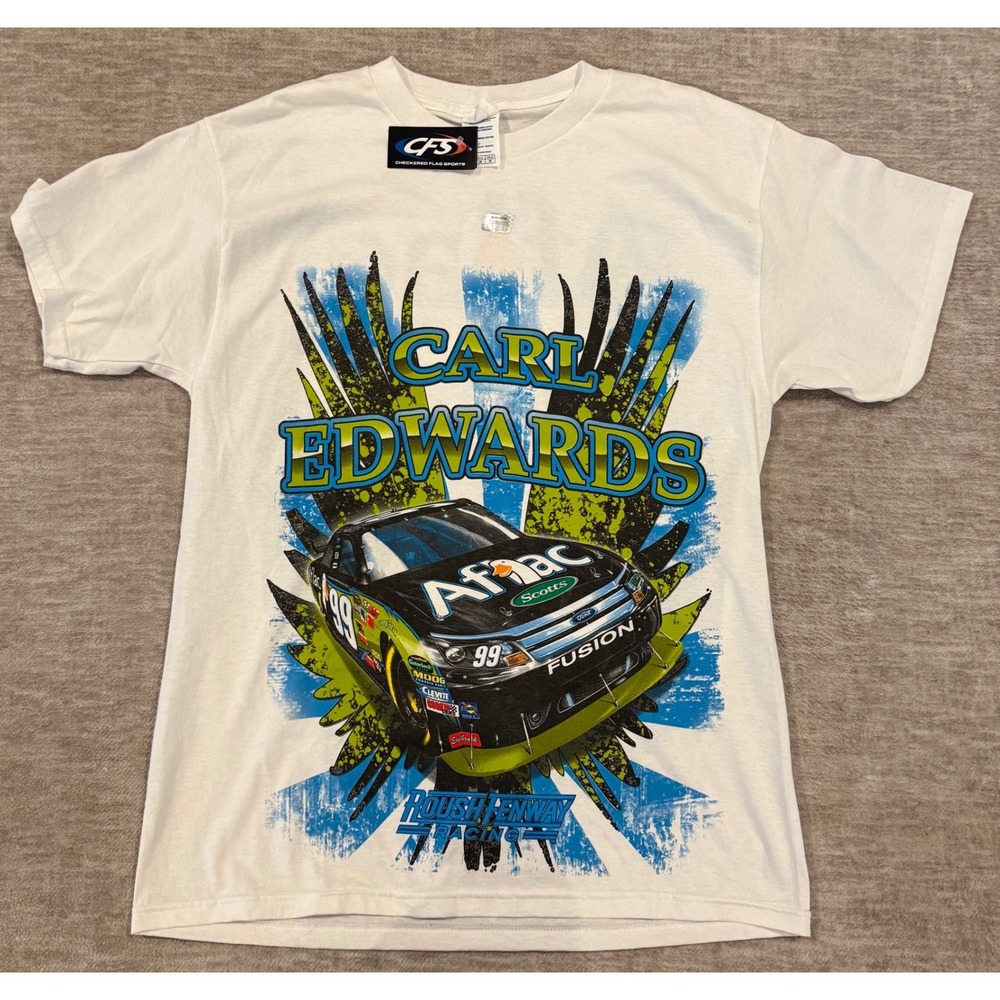Carl Edwards NASCAR T-Shirt – Roush Fenway Racing Aflac Graphic Tee Size Medium‎